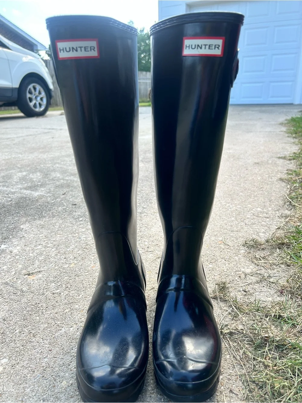 Hunter Black Rain Boot Interior with White Logo Print